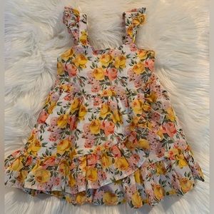 Janie and Jack - Marigold floral print yellow baby girl dress (Size 6-12m)